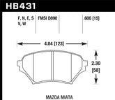 Hawk 01-05 Miata w/ Sport Suspension HPS Street Front Brake Pads D890