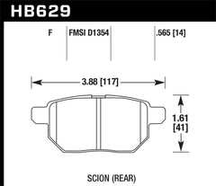 Hawk 08-11 Scion xB / 09-10 Toyota Corolla / 09-10 Matrix / 10 Prius HPS Street Rear Brake Pads
