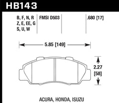 Hawk 1997-1997 Acura CL 3.0 HPS 5.0 Front Brake Pads
