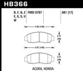 Hawk 04+ Accord TSX / 99-08 TL / 01-03 CL / 08+ Honda Accord EX HPS Street Front Brake Pads