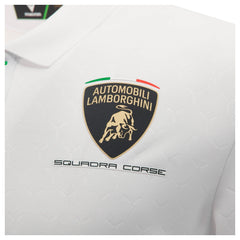 Automobili Lamborghini Squadra Corse 2026 Men's Team Polo Shirt - White/Black