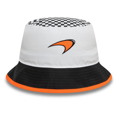 McLaren Racing F1 New Era Checkered Tapered Bucket Hat - White