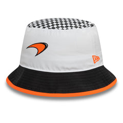 McLaren Racing F1 New Era Checkered Tapered Bucket Hat - White