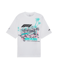 Formula 1 Tech Collection F1 Miami GP Pitstop T-Shirt - Puma White/Aquatic