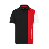 Porsche Motorsport Men's Fanwear Stripe Polo Shirt- Black/White