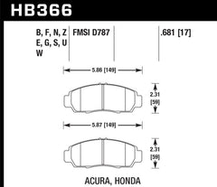 Hawk 04+ Acura TSX / 99-08 TL / 01-03 CL / 08+ Honda Accord EX DTC-70 Race Front Brake Pads