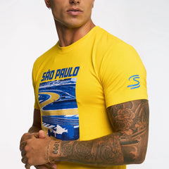 Ayrton Senna F1 Sao Paulo Circuit Graphic T-Shirt - Yellow