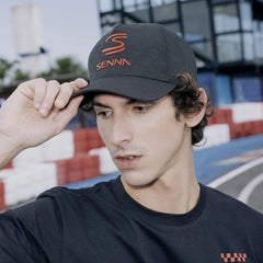 Ayrton Senna F1 Debossed Curved Peak Hat - Black/Yellow