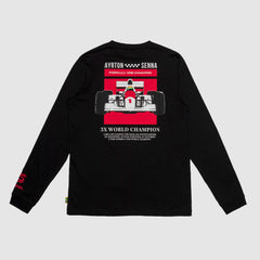 Ayrton Senna F1 3X World Champion Long Sleeve T-Shirt - Black