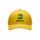 Ayrton Senna F1 Debossed Curved Peak Hat - Black/Yellow