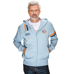 GrandPrix Originals Men's Gulf Hybrid Full Zip Hoodie - Light Blue/Navy