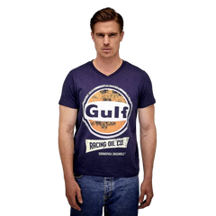 GrandPrix Originals Men's Gulf Vintage Racing Oil V-Neck T-Shirt - Navy