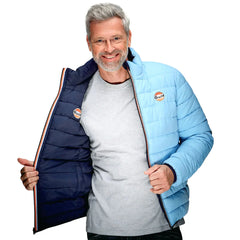 GrandPrix Originals Men's Gulf Reversible Puffer Jacket- Gulf Blue/Navy