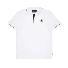 Ayrton Senna F1 Helmet Polo Shirt - Blue/White