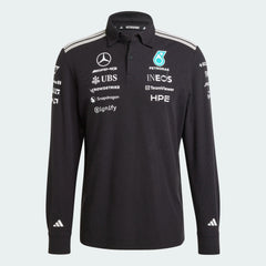 Mercedes - AMG Petronas Formula One 2026 Men's Team Long Sleeve Polo Shirt - Black