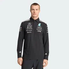 Mercedes - AMG Petronas Formula One 2026 Men's Team Long Sleeve Polo Shirt - Black