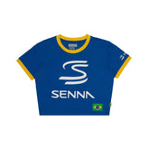 Ayrton Senna F1 Women's Legacy Crop T-Shirt - Blue/Yellow
