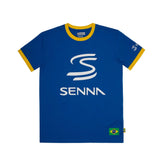 Ayrton Senna F1 Legacy Logo T-Shirt - Blue/Yellow