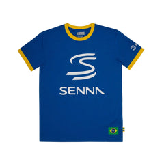 Ayrton Senna F1 Legacy Logo T-Shirt - Blue/Yellow