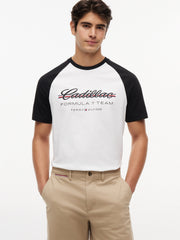 Cadillac F1 Racing Script Raglan T-Shirt - White