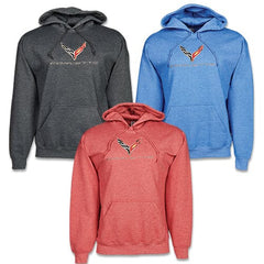 Corvette Hooded Sweatshirt - Charcoal/Red