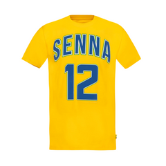Ayrton Senna F1 Collegiate T-Shirt - Blue/Yellow
