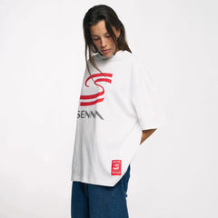 Ayrton Senna F1 Oversized Graphic T-Shirt - White