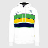 Ayrton Senna F1 Stripe Pullover Hoodie - White/Yellow