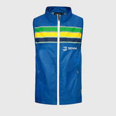 Ayrton Senna F1 Stripe Windbreaker Vest - White/Blue