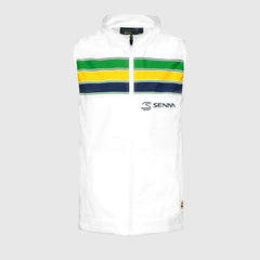 Ayrton Senna F1 Stripe Windbreaker Vest - White/Blue