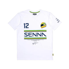 Ayrton Senna F1 #12 Stripe T-Shirt - Navy/White/Yellow