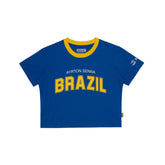 Ayrton Senna F1 Women's Brazil Crop T-Shirt - Blue