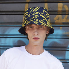Ayrton Senna F1 Reversible Bucket Hat - Navy