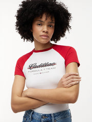 Cadillac F1 Racing Women's Script Raglon T-Shirt - White