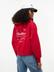 Cadillac F1 Racing Women's Boxy Varsity Hoodie - Red