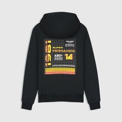 Aston Martin F1 Limited Edition Fernando Alonso Spain GP Graphic Hoodie - True Black