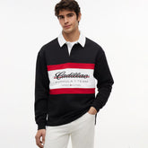 Cadillac F1 Racing Script Rugby Long Sleeve Polo Shirt - Black