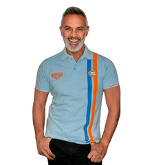 GrandPrix Originals Men's Gulf Roadmaster Polo - White/Gulf Blue/Navy