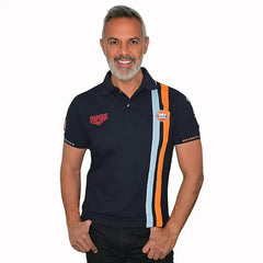GrandPrix Originals Men's Gulf Roadmaster Polo - White/Gulf Blue/Navy