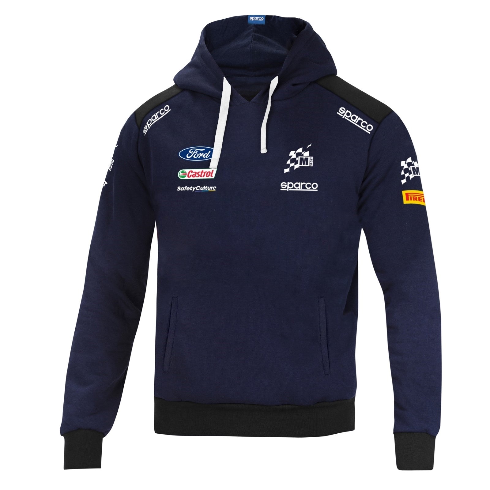 Sparco SP03200NR2M Hooded Sweatshirt - Heritage Black, 100% Pre-Shrunk Cotton