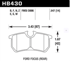Hawk 00-07 Ford Focus DTC30 Rear Race Brake Pads