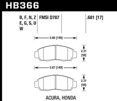 Hawk 04-10 Acura TSX / 99-08 TL / 01-03 CL / 03-10 Honda Accord EX DTC-60 Race Front Brake Pads