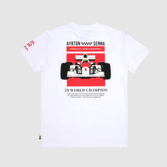 Ayrton Senna F1 3X World Champion T-Shirt - White