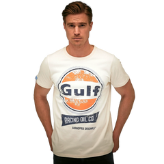 GrandPrix Originals Men's Gulf Vintage Racing Oil T-Shirt - Gulf Blue/Cream