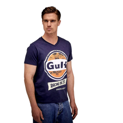 GrandPrix Originals Men's Gulf Vintage Racing Oil V-Neck T-Shirt - Navy