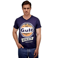 GrandPrix Originals Men's Gulf Vintage Racing Oil V-Neck T-Shirt - Navy
