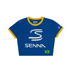 Ayrton Senna F1 Women's Legacy Crop T-Shirt - Blue/Yellow