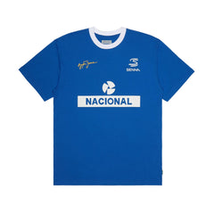 Ayrton Senna F1 #12 Nacional Ringer T-Shirt - Blue