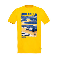Ayrton Senna F1 Sao Paulo Circuit Graphic T-Shirt - Yellow