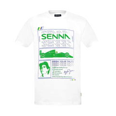 Ayrton Senna F1 Race T-Shirt - White/Yellow